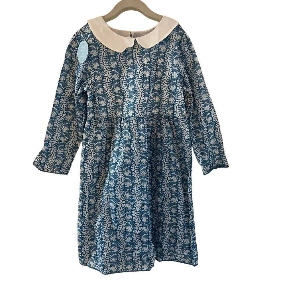 Hill House The Tiny Lottie Dress Blue Linear Floral